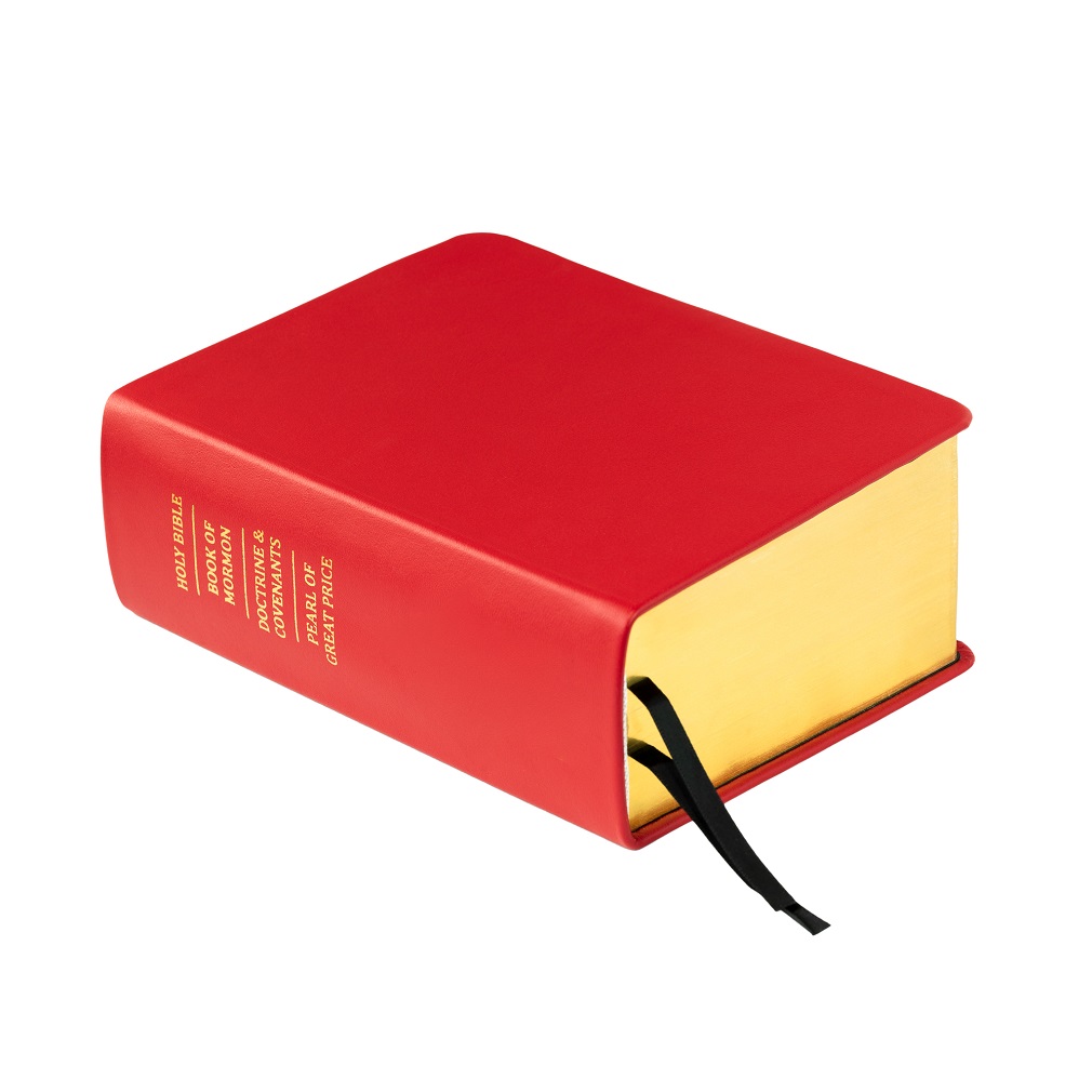 Pre-Made Hand-Bound Genuine Leather Quad - Cherry Red with Black Ribbons - LDP-HB-RQ-CHR-PM