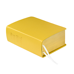 Pre-Made Hand-Bound Genuine Leather Quad - Buttercup Yellow yellow lds scriptures, yellow scriptures, yellow lds quad