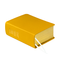 Pre-Made Hand-Bound Genuine Leather Quad - Canary Yellow yellow lds scriptures, yellow scriptures, yellow lds quad