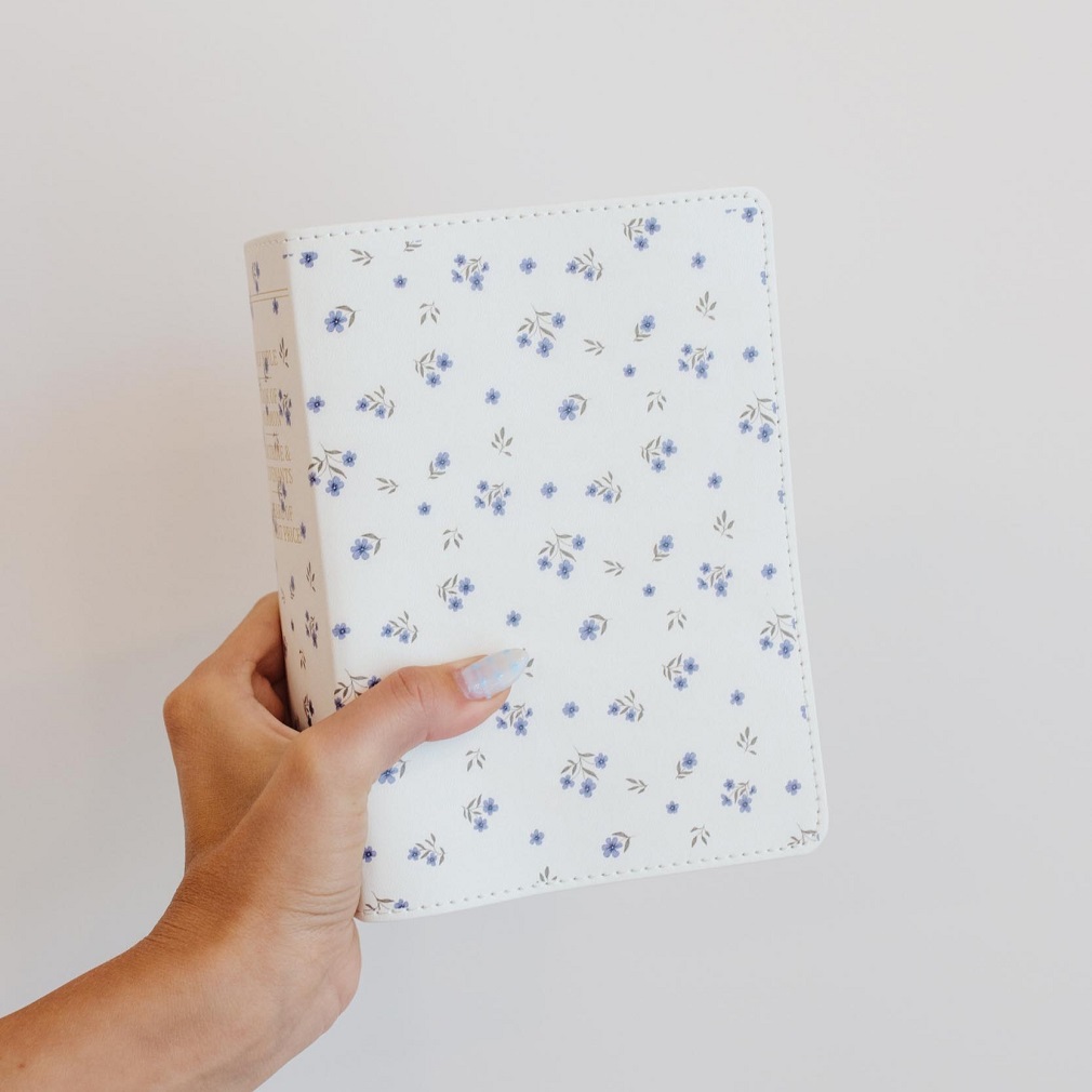 Hand-Bound Simulated Leather Quad - Blue Ditsy Floral - LDP-HB-PRQ-BDF