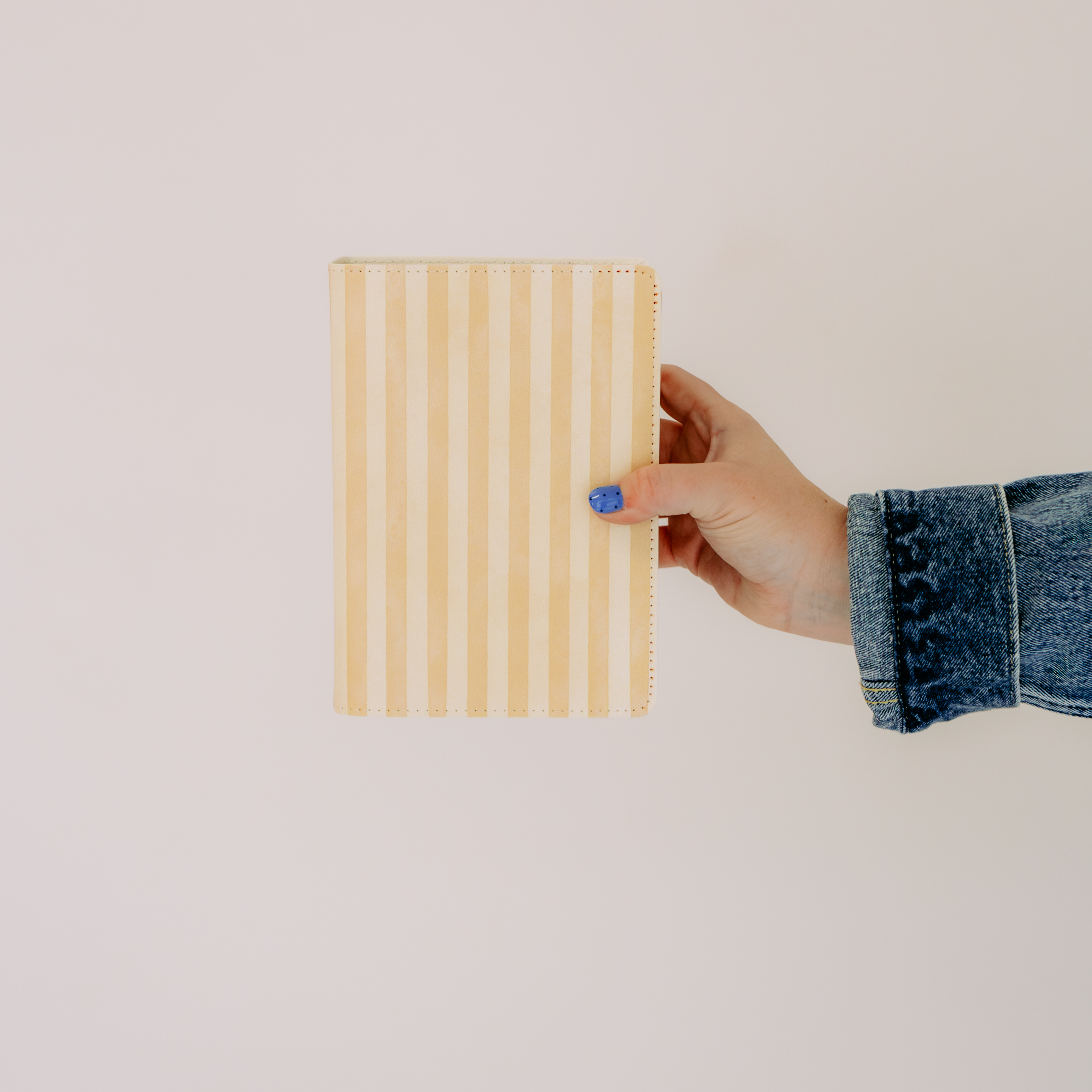 Hand-Bound Simulated Leather Quad - Butter Yellow Stripe - LDP-HB-PRQ-BYS
