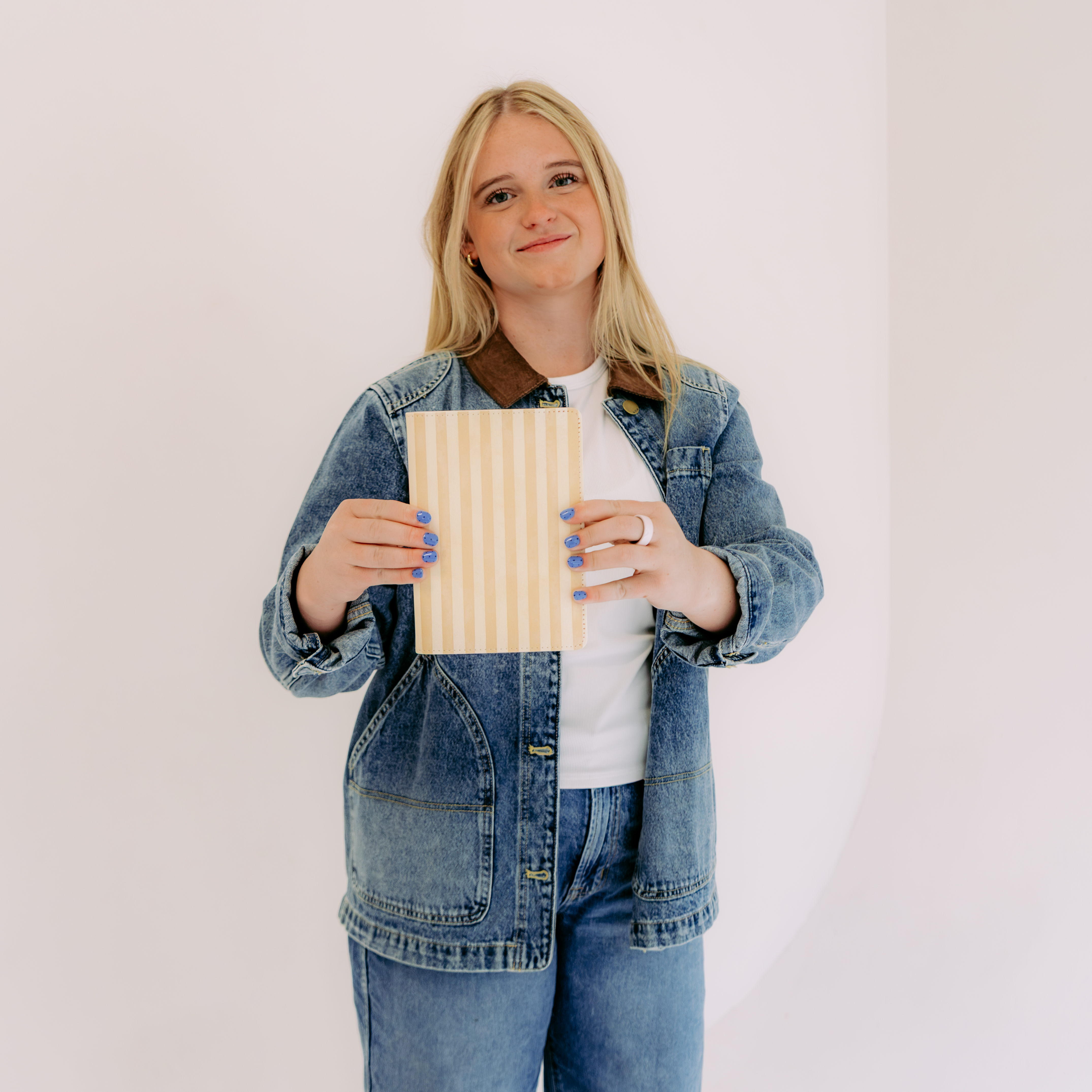 Hand-Bound Simulated Leather Quad - Butter Yellow Stripe - LDP-HB-PRQ-BYS