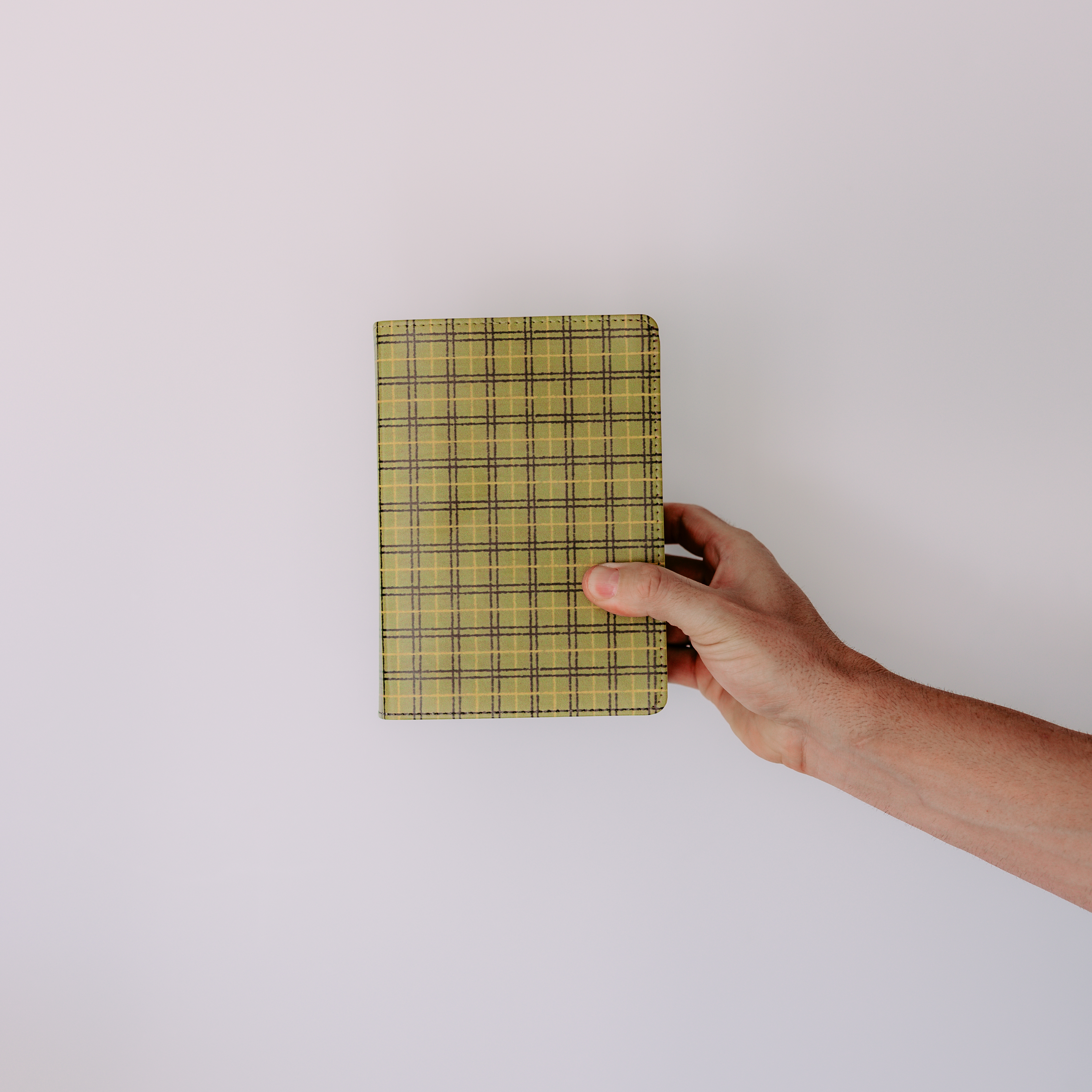 Hand-Bound Simulated Leather Quad - Groovy Green Plaid - LDP-HB-PRQ-GGP