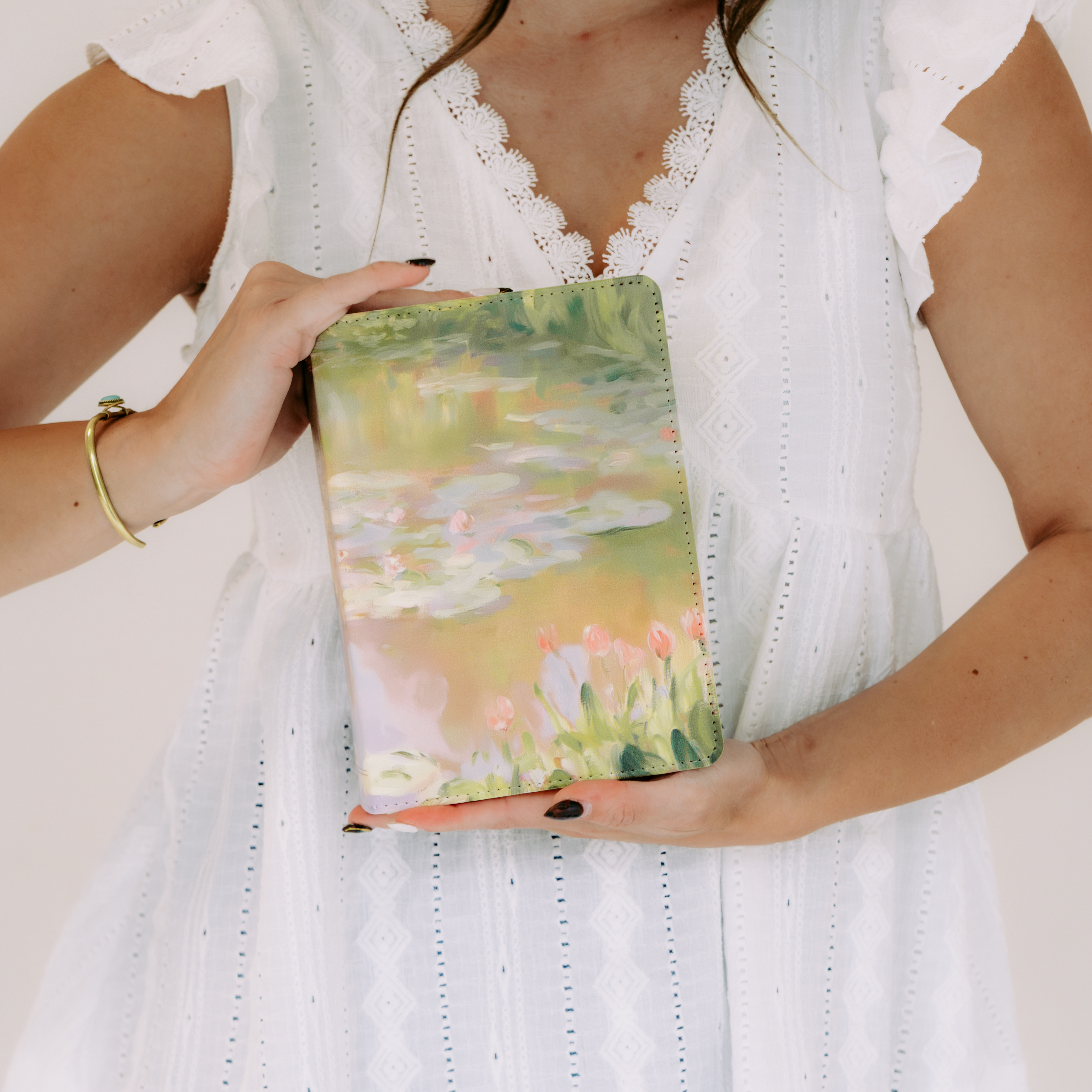 Hand-Bound Simulated Leather Quad - Lily Pond - LDP-HB-PRQ-LIP