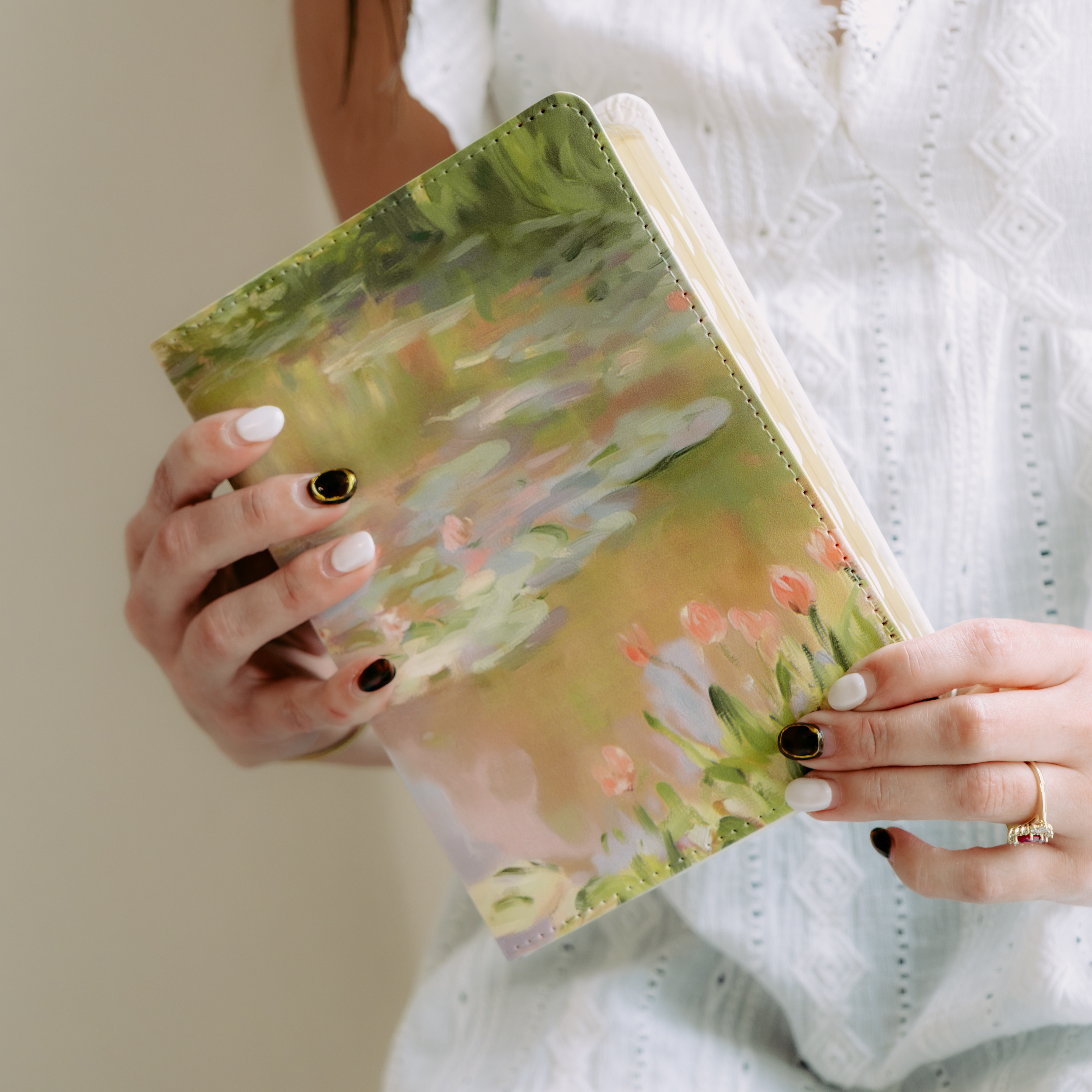 Hand-Bound Simulated Leather Quad - Lily Pond - LDP-HB-PRQ-LIP