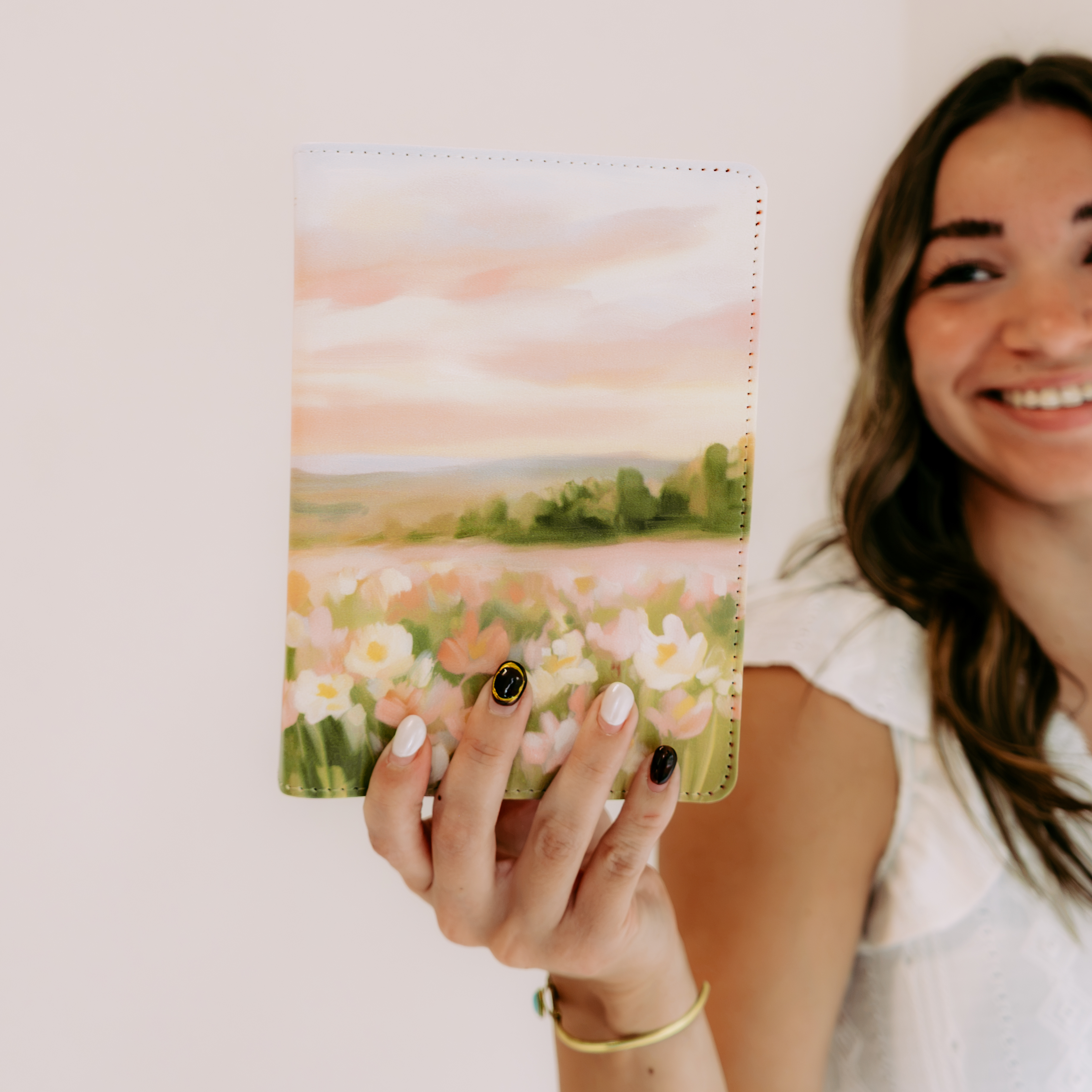Hand-Bound Simulated Leather Quad - Meadow Blooms - LDP-HB-PRQ-MB