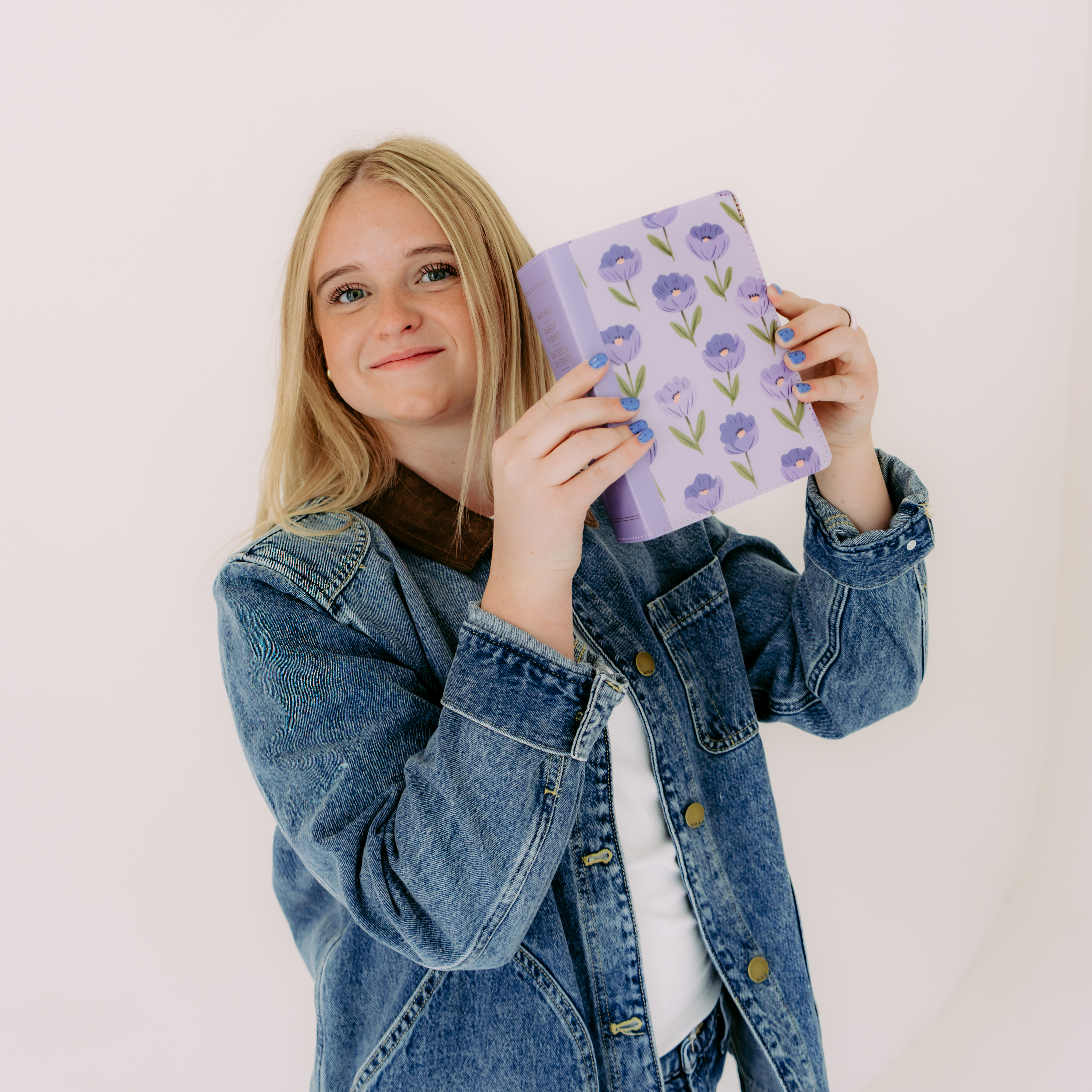 Hand-Bound Simulated Leather Quad - Purple Poppies - LDP-HB-PRQ-PRP
