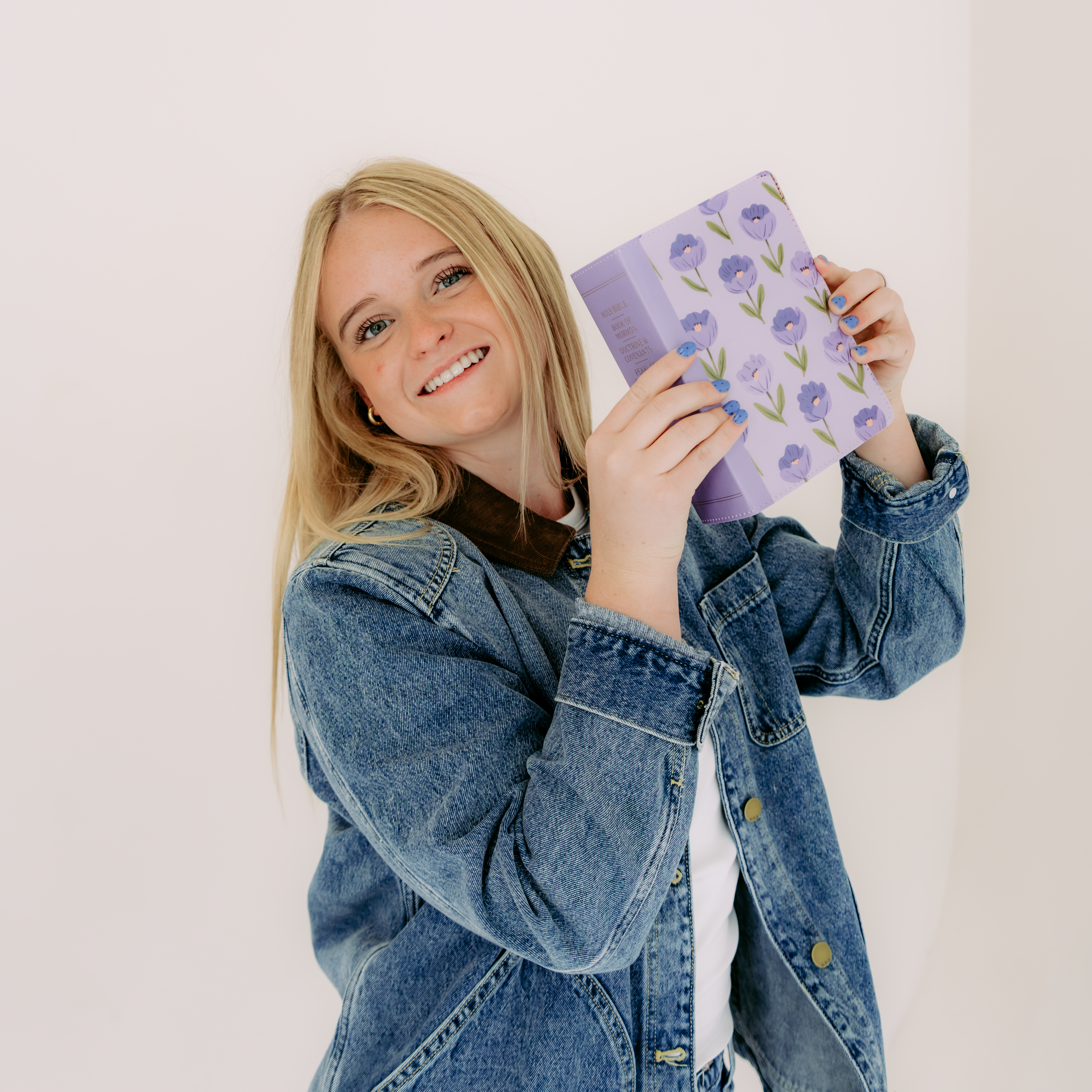 Hand-Bound Simulated Leather Quad - Purple Poppies - LDP-HB-PRQ-PRP