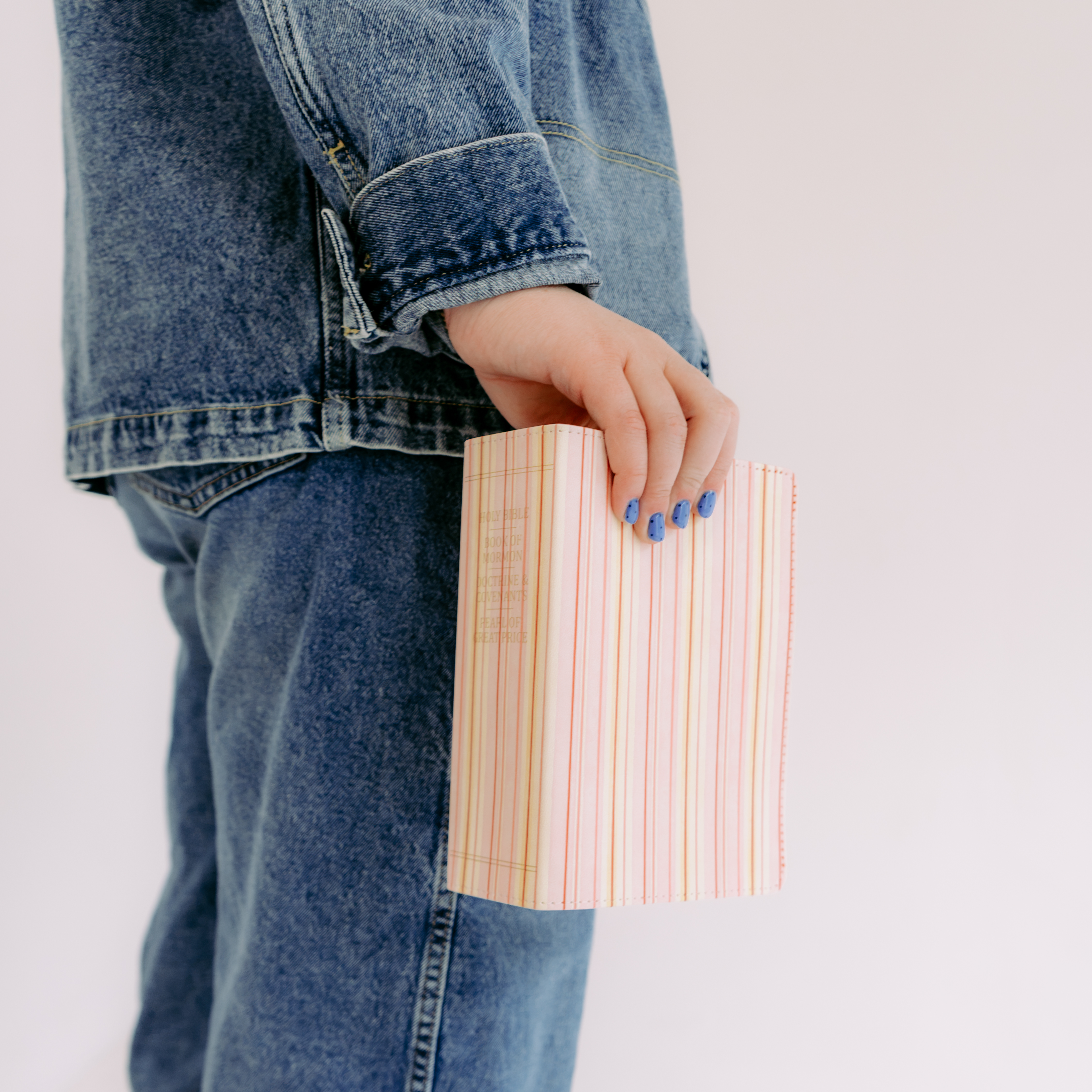 Hand-Bound Simulated Leather Quad - Lemonade Pink Stripe - LDP-HB-PRQ-LPS