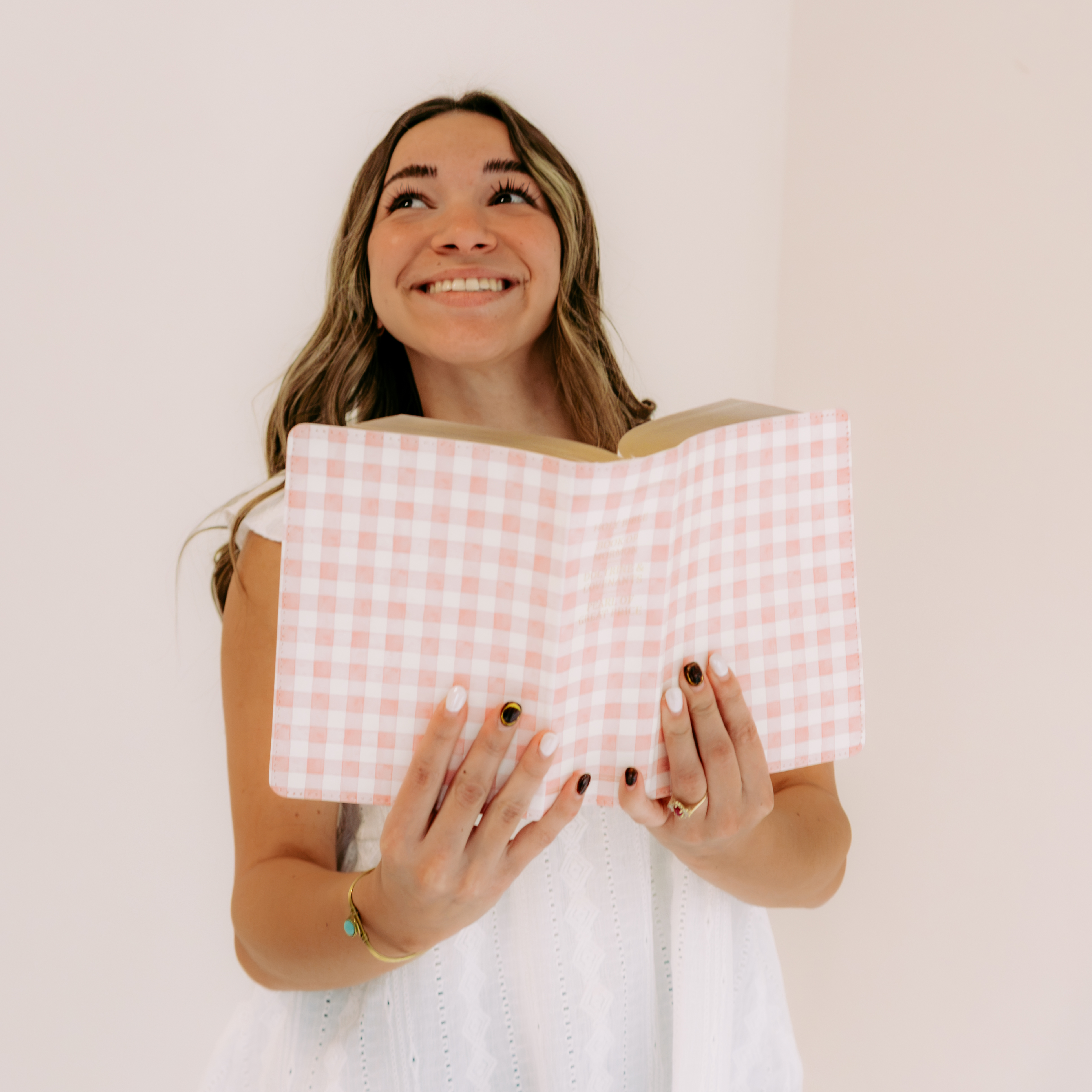 Hand-Bound Simulated Leather Quad - Pink Gingham - LDP-HB-PRQ-PG