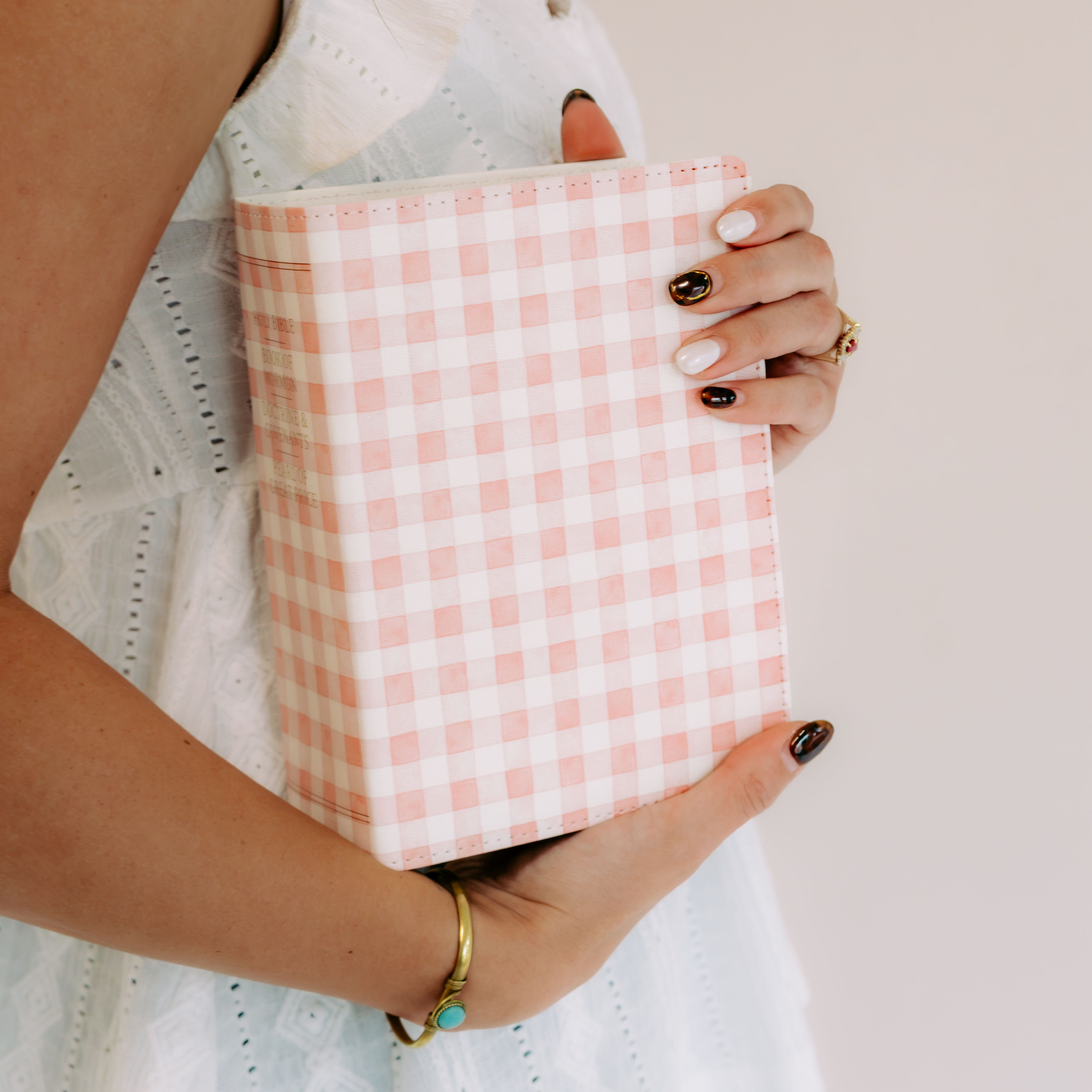 Hand-Bound Simulated Leather Quad - Pink Gingham - LDP-HB-PRQ-PG