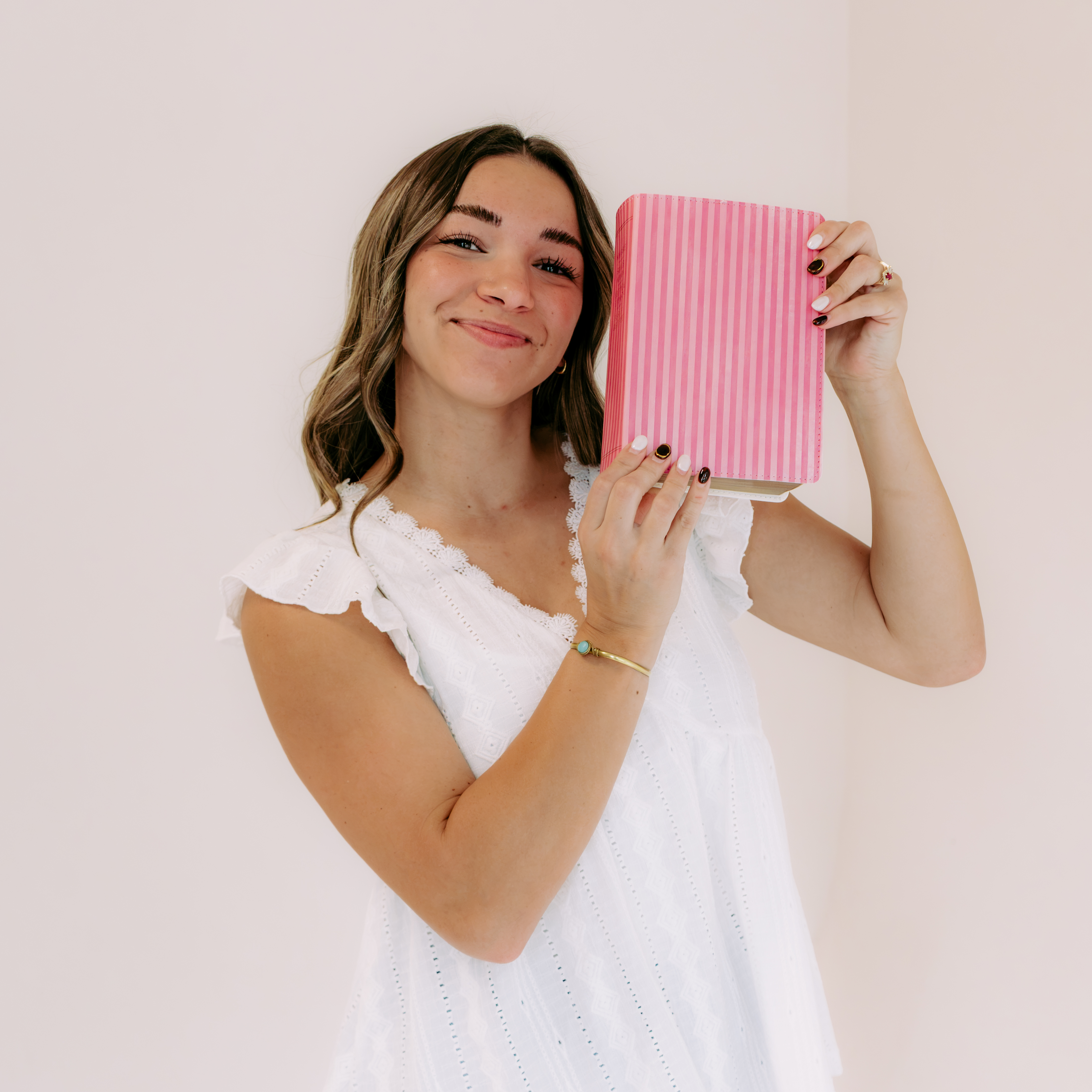 Hand-Bound Simulated Leather Quad - Raspberry Pink Stripe - LDP-HB-PRQ-RPS