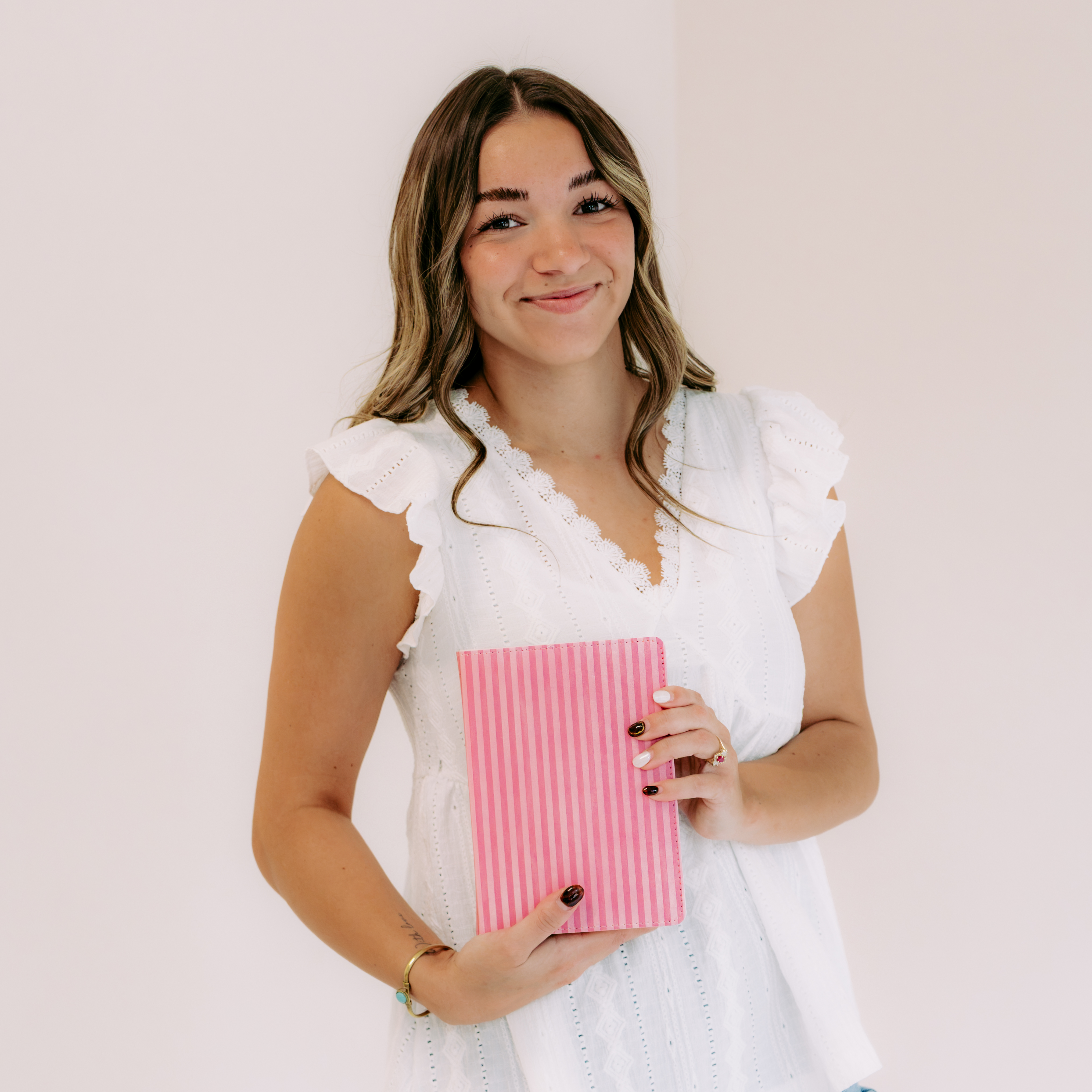 Hand-Bound Simulated Leather Quad - Raspberry Pink Stripe - LDP-HB-PRQ-RPS