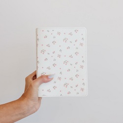 Hand-Bound Simulated Leather Quad - Pink Ditsy Floral patterned scriptures, patterned LDS quad, hand-bound scriptures, simulated leather quad, floral scriptures, dainty scriptures, pink patterned scriptures, pink LDS quad, LDS scripture set, handmade LDS quad, faux leather scriptures, LDS gift, baptism gift, missionary gift, temple gift, scripture study, personalized scriptures, LDS quad combo, women’s LDS scriptures, custom LDS quad