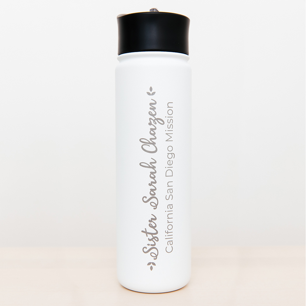 Personalized Mission Water Bottle - Script - LDP-WB-MSN-SIS