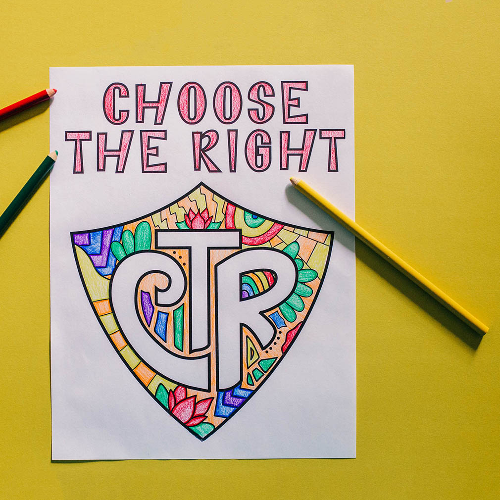 Choose the Right CTR Shield Coloring Page - Printable - LDPD-PBL-COLOR-CTR